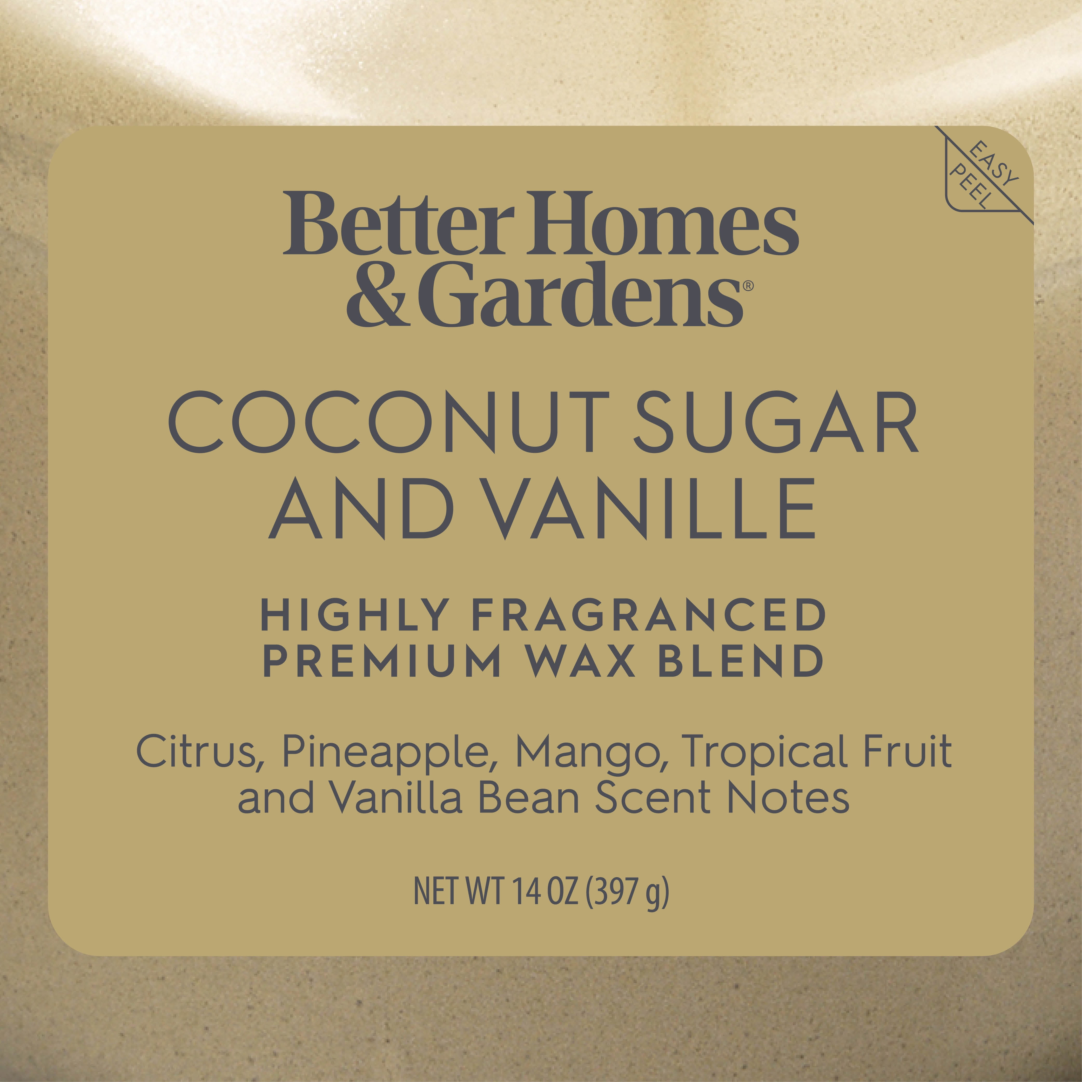 Better Homes & Gardens 2-Wick Jar Candle, Coconut Sugar & Vanilla, 14 oz