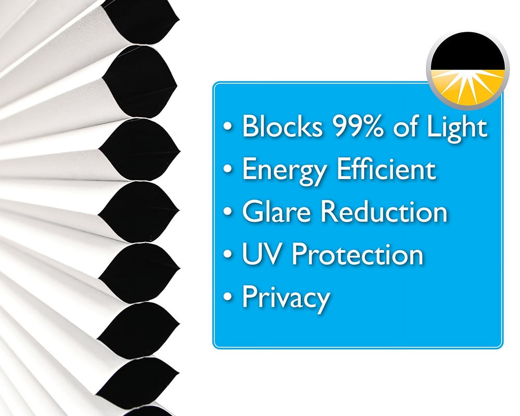 Redi Shade No Tools Easy Lift Trim-at-Home Cordless Cellular Blackout Shade White, 48" W x 64" L, (Fits windows 31"- 48")