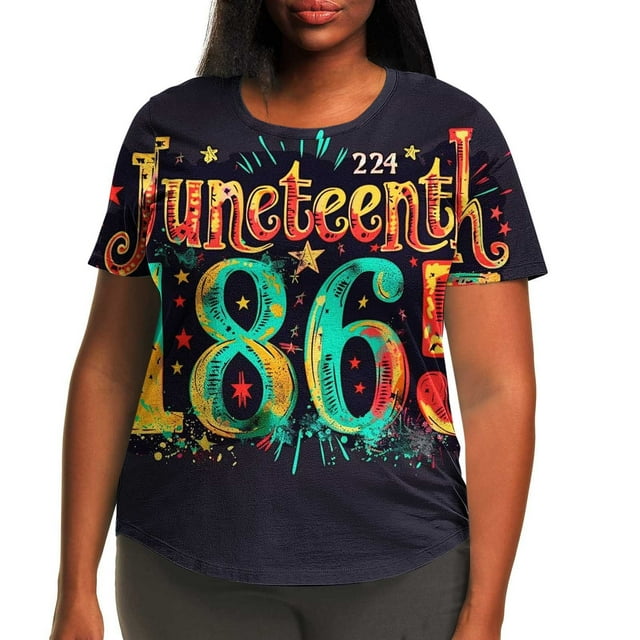 T-shirts Décontractés pour Femmes à Imprimé, Manches Courtes, Coupe Ample, Grande Taille, Tunique à Col Rond