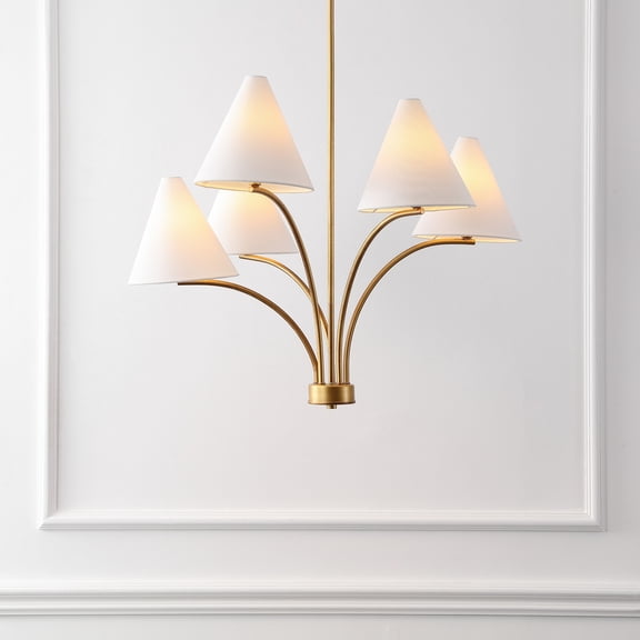 Safavieh Johanna 5-Light 32" Modern Metal Chandelier, White/Gold