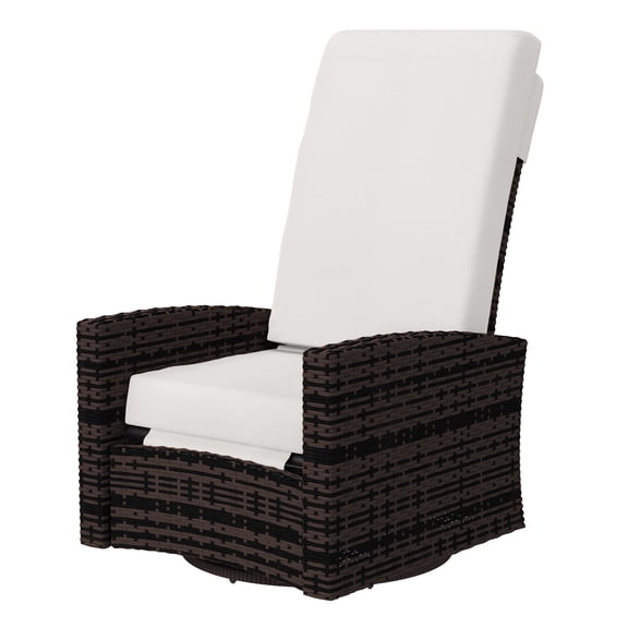 Outdoor Wicker Swivel Recliner Chair, 360° Rotating Patio Recliner with Footrest, Water-Resistant Cushions, Khaki for Patio, Backyard, Poolside