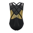 thumbnail image 4 of dPois Little Girls' Athletic Unitard Gymnastics Leotard Biketard Sleeveless Dance Clothing 6-16 Years Black&Gold 10, 4 of 5