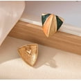 thumbnail image 4 of Clip on 1" small gold, green, orange, beige pointed triangle earrings, 4 of 4