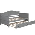 thumbnail image 4 of Wood Daybed with a Trundle, Trundle Daybed Twin Size Standard Twin Bed Frame No Box Spring Required, 4 of 7