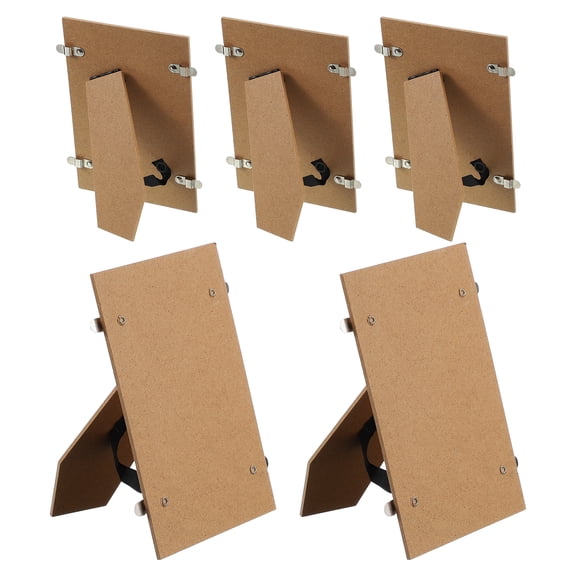 Uxcell Easel Back, Picture Frame Back Stand with Metal Hinges & Strap for 6" Photo Board 5 Pcs & Natural Wood