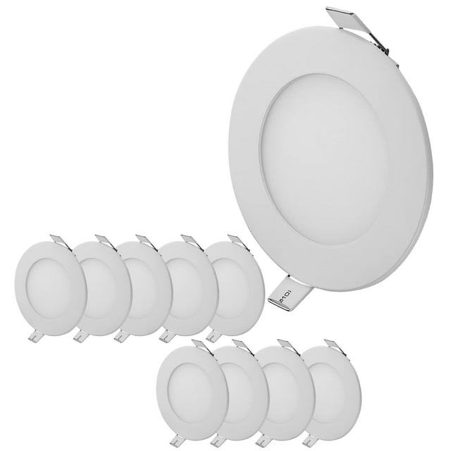 HMINLED 3 Inch 3 Watt Ultra-Thin Recessed Ceiling Light, 255Lm Energy Saving LED Slim Round Downlight, 6000K~6500K Cold White, Pack of 10