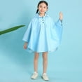 thumbnail image 6 of Gelikeya Kids Lightweight Rain Jacket Boys Girls 1-9 Years Solid Color Poncho with Pockets Hooded Raincoat (Sky Blue, 1-3 Years), 6 of 7