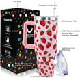 thumbnail image 2 of Strawberry Cup 40 OZ Tumbler with Handle and Straw Lid Leak Proof - Strawberry Travel Coffee Mug with Handle Insulated for Hot Cold Ice - Birthday Gifts for Women Stainless Steel Cup, 2 of 5