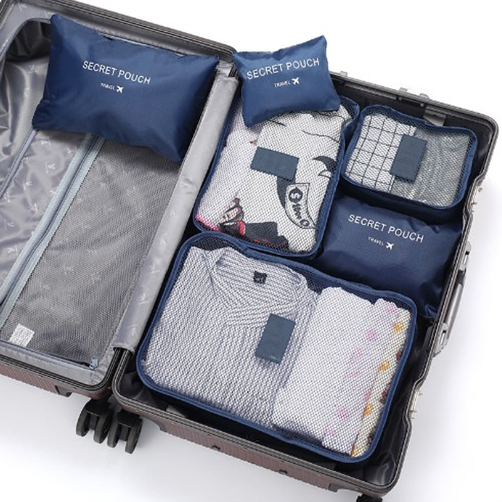 6PCS Packing Cubes Travel Pouches Luggage Organiser Clothes Suitcase