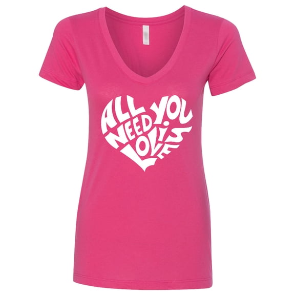 Inktastic All You Need is Love White Heart Shape Women's V-Neck T-Shirt