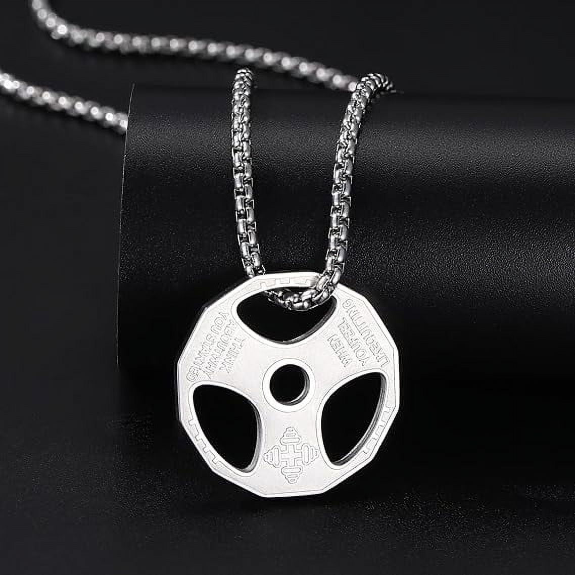 Men Women s Dumbbell Pendant Necklace Stainless Steel Couples Barbell Pendant Fitness Gym Sports Dumbbell Weight Lifters Barbell Chain Jewelry Walmart
