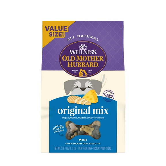Wellness Old Mother Hubbard Original Mix Dog Biscuits, Natural, Training Treats, Four Flavors, Mini Size, (3.8 Pound Bag)