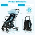 thumbnail image 2 of Infans Portable Baby Stroller One-Hand Fold Pushchair W/ Aluminum Frame Blue, 2 of 7