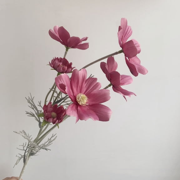 Wizlet Artificial Fake Flowers Plants Cosmos Silk Flower Arrangements Wedding Bouquets Decorations Plastic Floral Table Centerpieces for Home Garden Party Decor 14'' High - Purple Pink