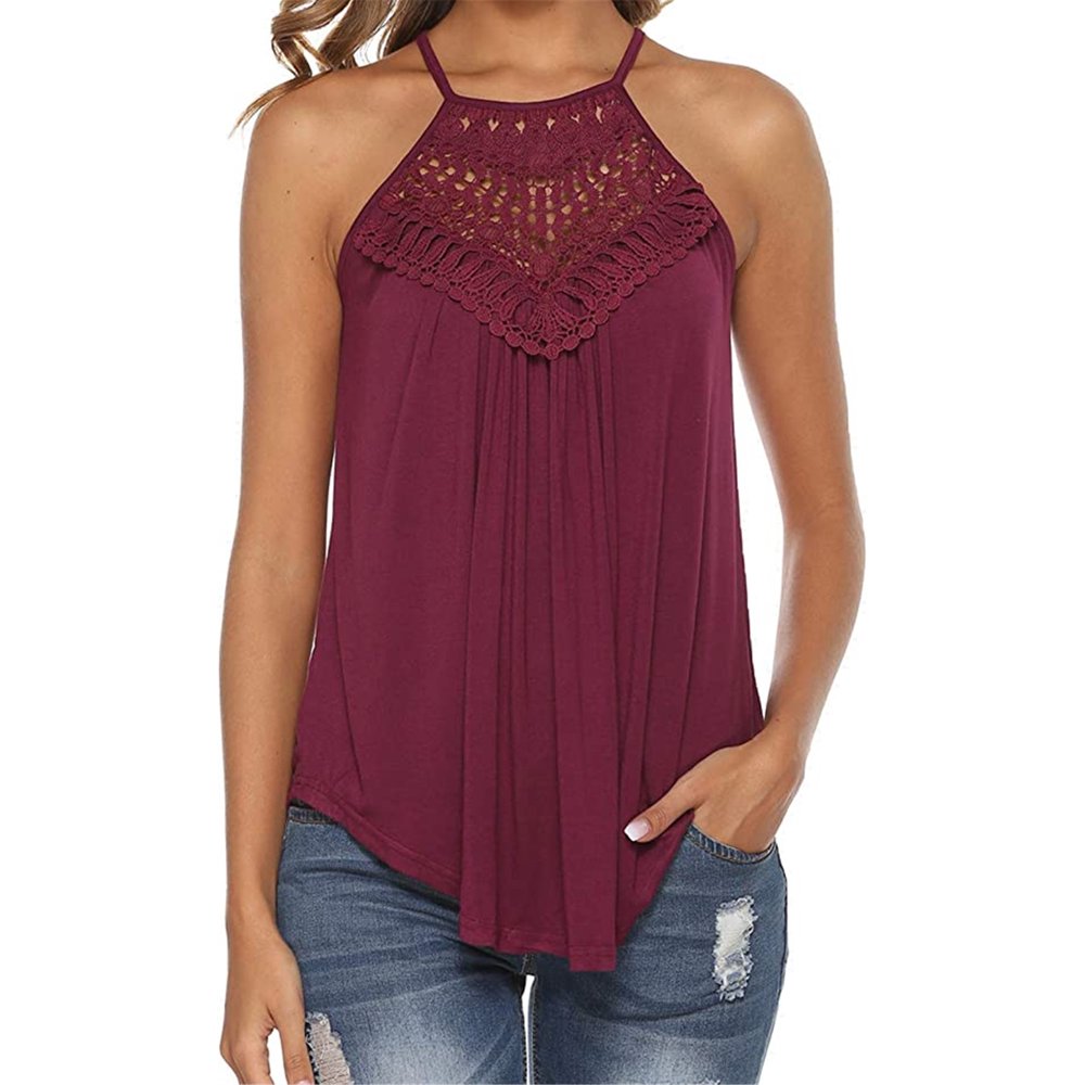 Amerteer Amerteer Women's Casual Summer Cute Lace Halter Neck Flowy