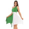 thumbnail image 5 of Lejafay Women One Shoulder Color Block Praise Liturgical Praise Dance Dress Light Green 3XL, 5 of 7