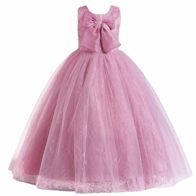Birdeem Robe Sans Manches en Dentelle avec Nœud en Maille pour Filles Bébés d'Âge Moyen Robe Princesse