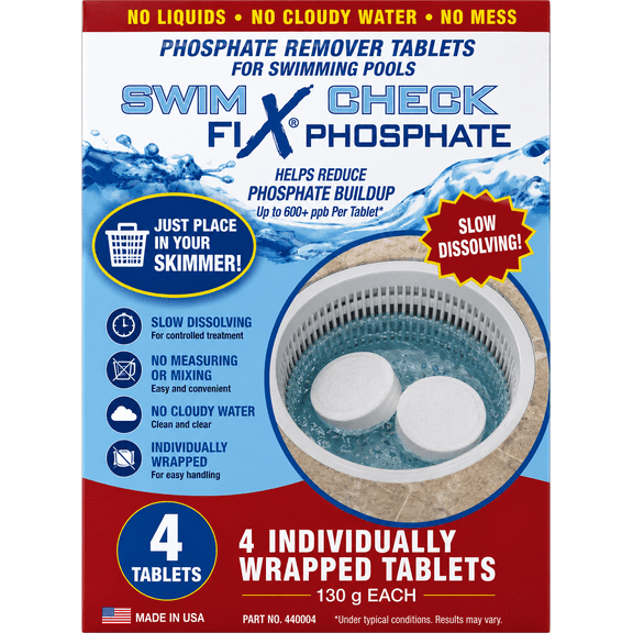 Swim Check FIX Phosphate Remover Tablets for Swimming Pools, 4-Count Box