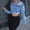 Dark blue, variant on Women's Classic Cropped Ripped Denim Jacket with Raw Hem and Distressing