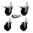 thumbnail image 2 of 4 Inch Soft Rubber Wheel Swivel 7/16 Inch Stem Caster Set 2 Total Lock Brake SCC, 2 of 2