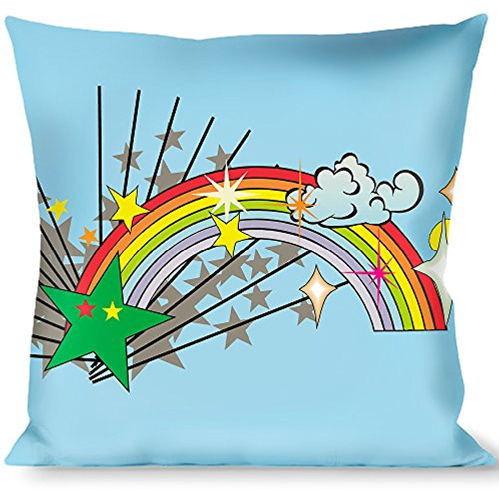 Buckle-Down Throw Pillow - Rainbow Cloud Stars Baby Blue