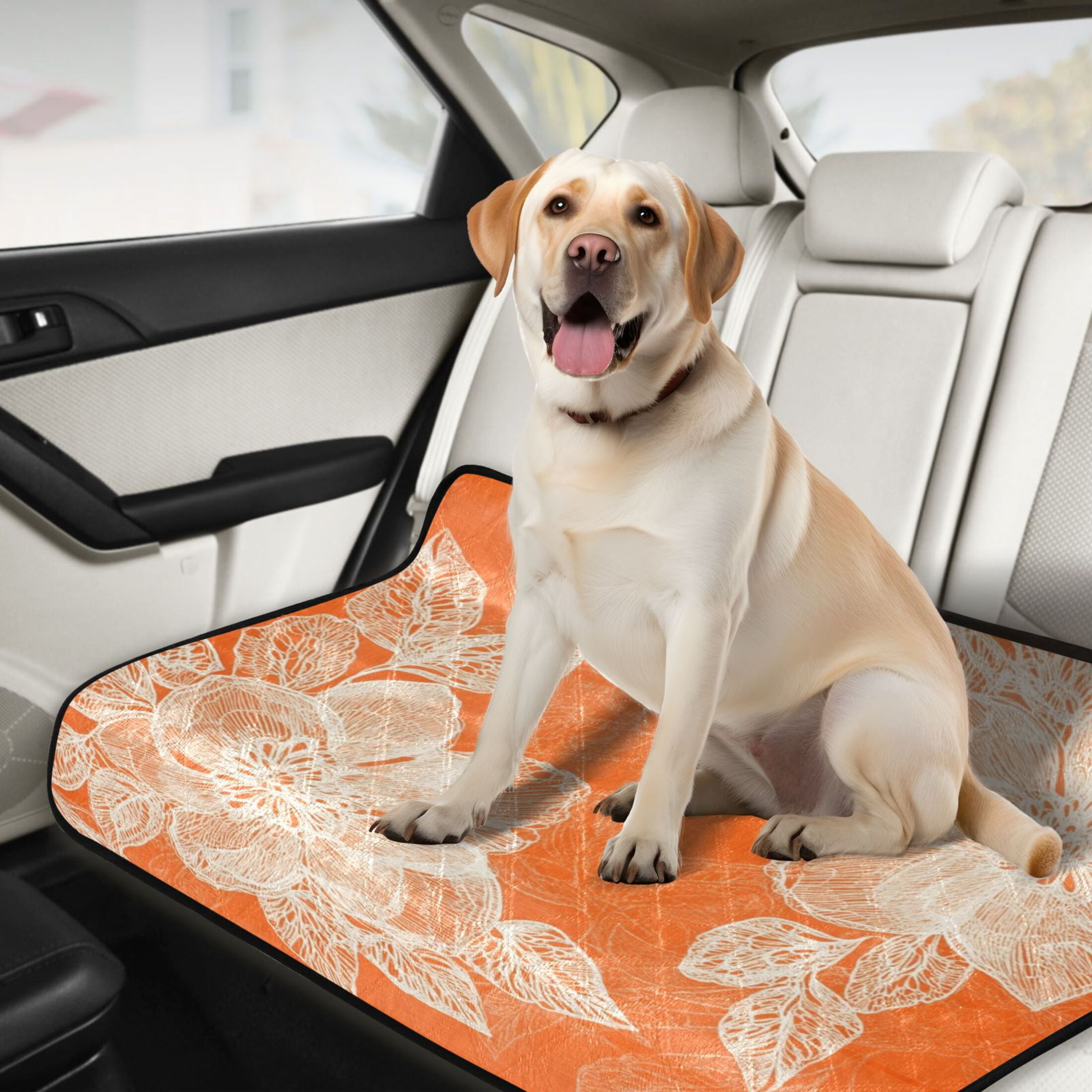 Qxltty Peach Lace Pattern on Orange Background Cat litter Pads Pet Set of 2 Diaper Mats Center Anti-leakage Layer Absorbent Soft and Comfortable