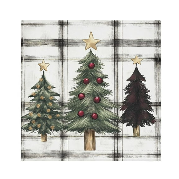 Qxltty Christmas Trees on A White and Black Plaid Pattern Napkins 20×20in Perfect for Parties Dinners Weddings Cocktail Housewarming Cloth Napkins Set of 6