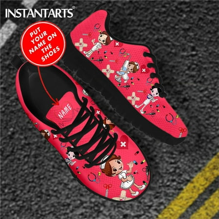 

Cartoon Nurse Doctor Print Summer Sneakers Women Nursing Shoes Lace Up Footwear Mesh Ladies Flats Shoes Sapatos Femininos 2021