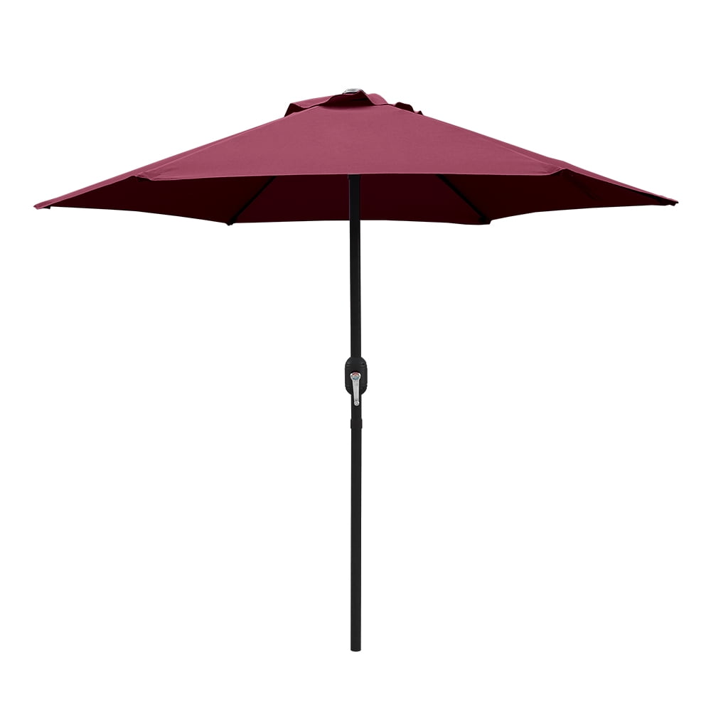 Kool 7.5ft Patio Umbrella with Crank Handle, Outdoor Market Umbrella with 6 Sturdy Umbrella Ribs Waterproof for Garden, Deck, Backyard, Pool, Burgundy