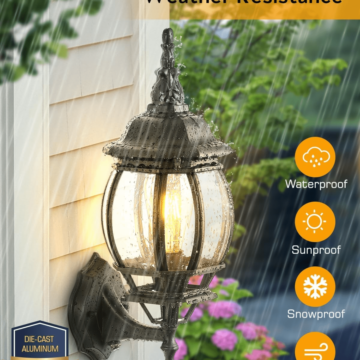 VIANIS Outdoor Garage Lights Wall Mount, Dusk to Dawn LED Outdoor Lighting Wall Lanterns for Porch, Black Exterior Light Fixture, Modern Outdoor Sconce Lights, Waterproof Outside Wall Lamps 2 Packs