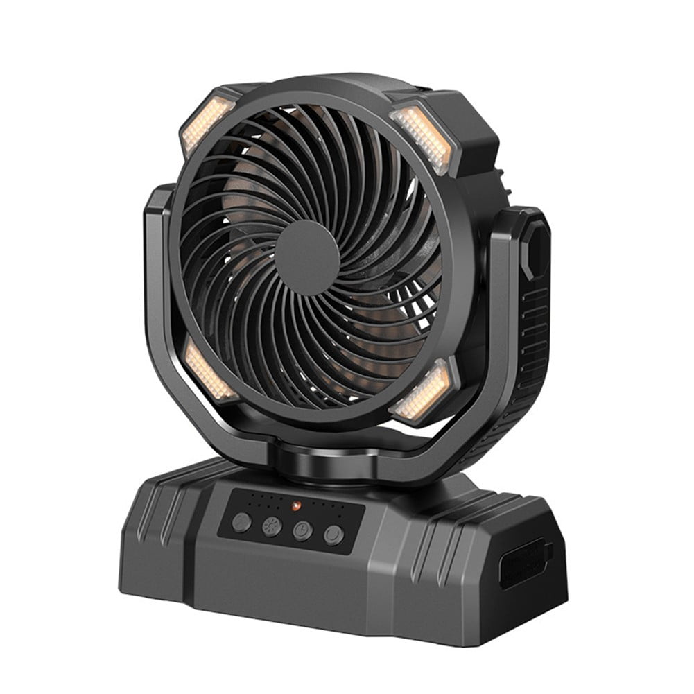 DAMIFU 20000mAh Operated Fan Portable Rechargeable Desk Camping Fan LED Light Hook Black 1000mAh