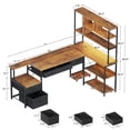 thumbnail image 7 of 71 inch L Shaped Desk with File Drawers, Reversible L Shaped Gaming Desk with Power Outlets & LED Lights, Computer Desk with Storage Shelves for Home Office, Vintage, 7 of 7
