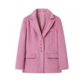 thumbnail image 1 of Chaqueta de lana rosa con bolsillos y solapa para mujer, abrigo elegante de manga larga, holgado, con botonadura única, prendas de vestir para exteriores, 1 of 5
