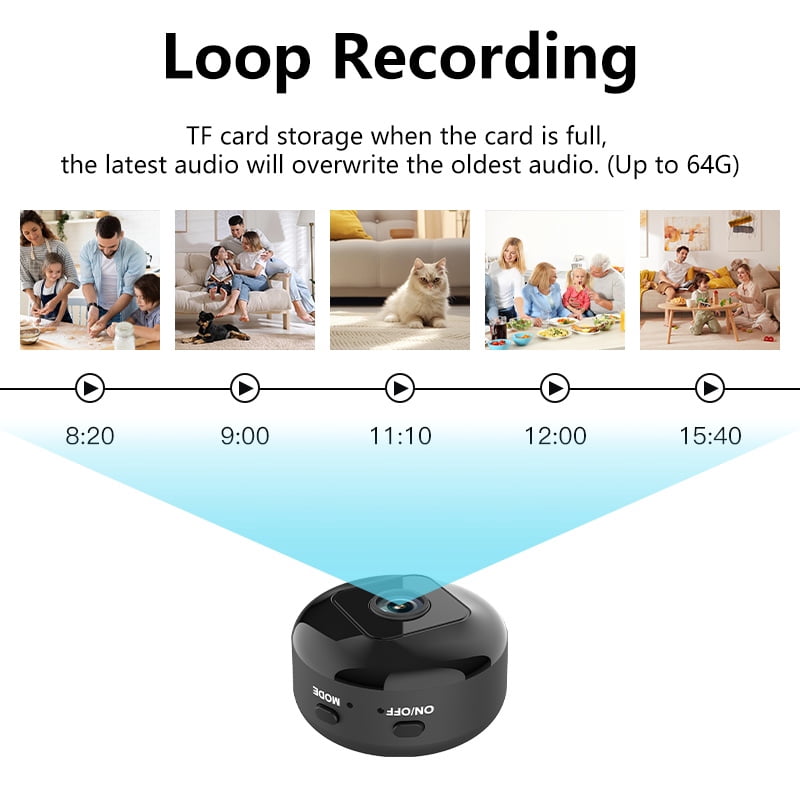 Wireless Mini Camera with Magnetic Base, Indoor Night Vision, Motion Detection, Wide-Angle Lens, APP Control for Home Baby Pet Monitoring, Cloud/SD Storage, Portable WiFi Cam