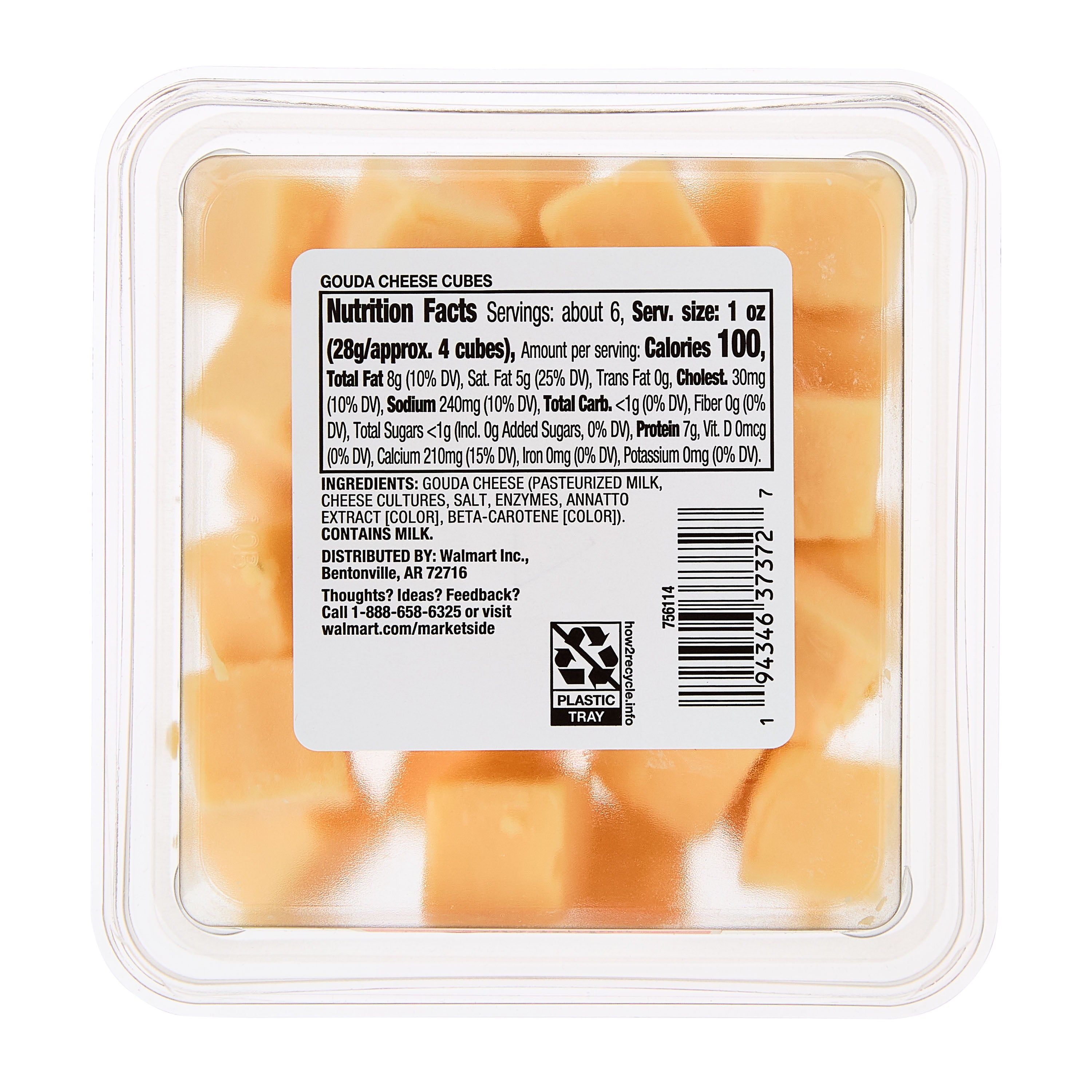 Marketside Cubed Gouda Cheese Cup, 6oz (Fresh, Plastic Cup)
