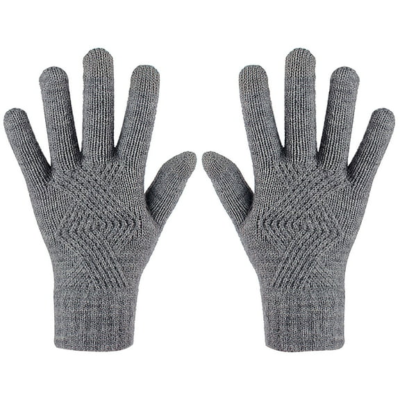 YWDJ Warm Gloves Wool Knitted Touchscreen Gloves Men and Women Winter Warm Gloves Dark gray
