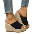 thumbnail image 6 of Samdudou Women Open Toe Espadrilles Sandals Bohemia Summer Wedges Casual Thick Sole Add Height Shoes Fashion Summer Outdoor Beach Slides for Beach, Wedding, 6 of 6