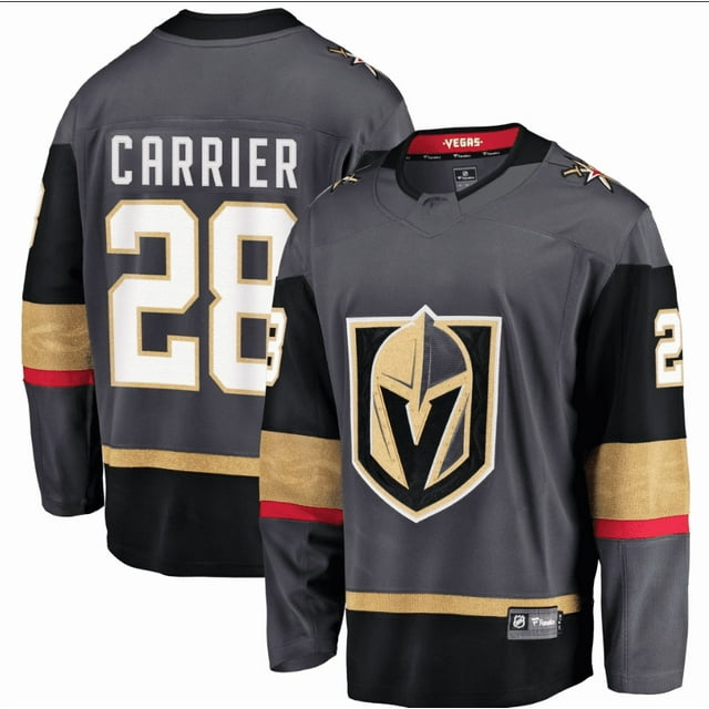 Men'S Adult Version Player Name Vegas Golden Knight William Carrier Grey Embroidered Collector'S Edition Jersey-L