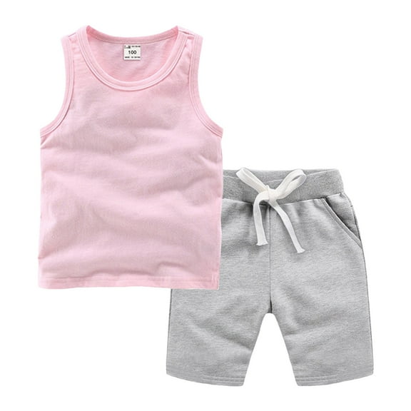 Ketyyh-chn99 Toddler Baby Boys Shorts Set Toddler Baby Boy Clothes Cotton 18M 24M 1T 2T 3T 4T 5T 6T 7T 8T Summer Outfits Tank Tops Short Sets Size for 18-24 Months,Pink