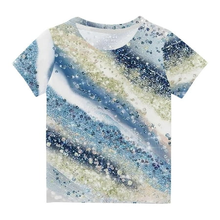 

Geire 1 Pack Boys Girls Everyday Short Sleeve Crew Neck T-Shirt with Printed Soft Breathable T Loose Comfy Sizes 110-170