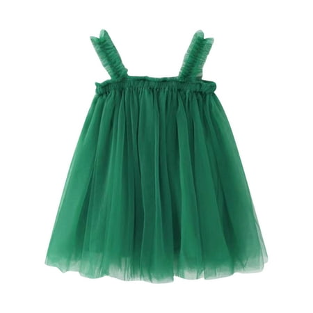 

GWAABD Casual Dress Girls Green Cotton Blend toddler Girls Dress Summer Fashion Dress Princess Dress Casual Dress Tutu Mesh Skirt Outwear 120