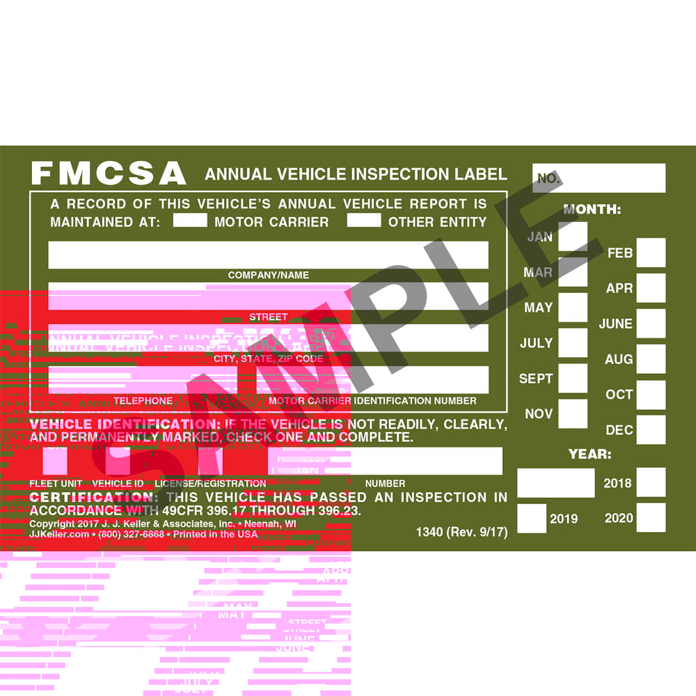 20 Annual Vehicle Inspection Stickers
