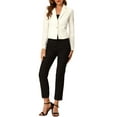 thumbnail image 2 of DARING DIVA Women's Button Front Velvet Blazer Lapel Crop Suit Jacket M Beige, 2 of 6
