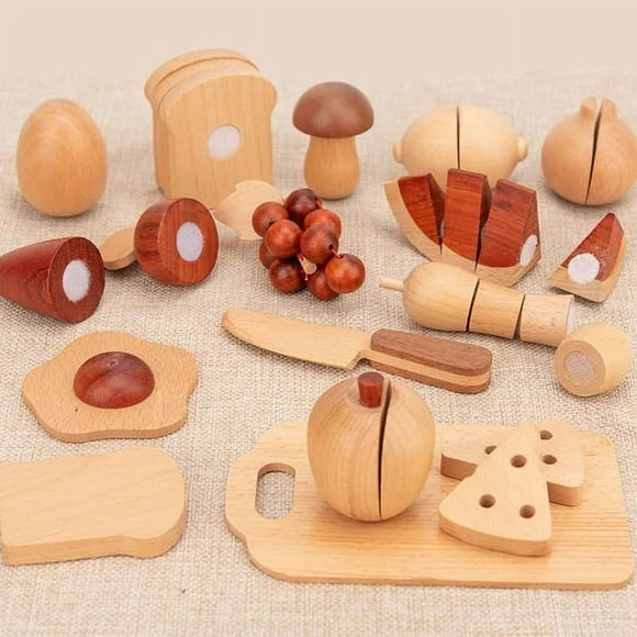 Natural Wood Children‘S Preschool Toys Fruits And Vegetables Simulation Play House Kitchenware Cognitive Wooden Model Toys Gift