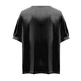 thumbnail image 5 of Laqbezok Women V-Neck Sequin Sparkly Velvet Short Puff Sleeve Party Top Fashion Sparkle Outfit, 5 of 6