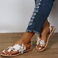 thumbnail image 4 of JeashCHAT Sandals Women Clip Toe Lace Flower Pearl Open Toe Casual Shoes Slip-On Flats Comfortable Toe Ring Sandal for Summer Beach Wedding, 4 of 7