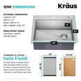 thumbnail image 6 of KRAUS Kore 25” Drop In / Top Mount Workstation 16 Gauge Single Bowl Stainless Steel Kitchen Sink with Accessories, 6 of 8