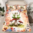 thumbnail image 2 of Homewish Kawaii Frog Animal Twin Sheet Sets for Teens, Rustic Groovy Floral Twin Fitted Sheet, Jungle Mushroom Flat Sheet, Luxury Bedroom Decor, 3-Piece, 2 of 7