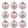 thumbnail image 2 of Northlight 2-Finish Glass Ball Christmas Ornaments - 2.5" (60mm) - Pink - 9ct, 2 of 9