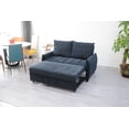 thumbnail image 4 of Miekor Furniture 58.27" Big Size Sofa Bed Navy Line Fabric Futon Couch with Adjustable Backrest, Modern Loveseat Sofa Sleeper for Living Room 09061, 4 of 16